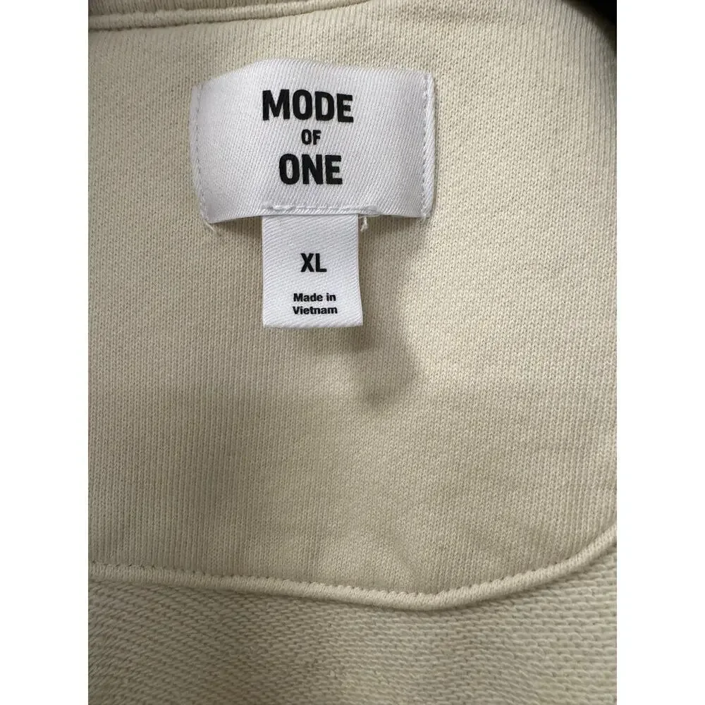 Mode of One Men's XL Cream Relaxed Fit French Terry Cotton Polo Pullover Shirt